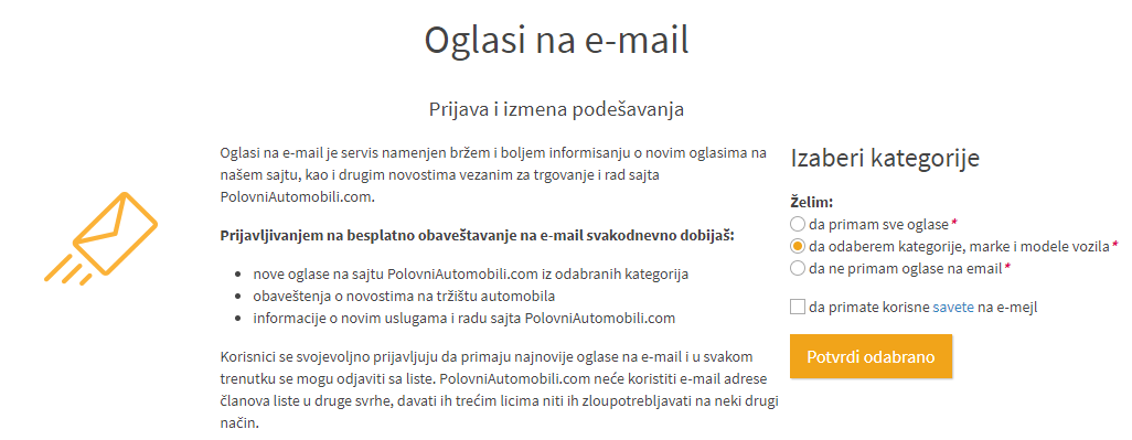 Promenio sam e-mail adresu, ali želi i dalje da primam obaveštenja sa vašeg sajta, šta da radim?