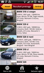 Android aplikacija Polovni automobili 